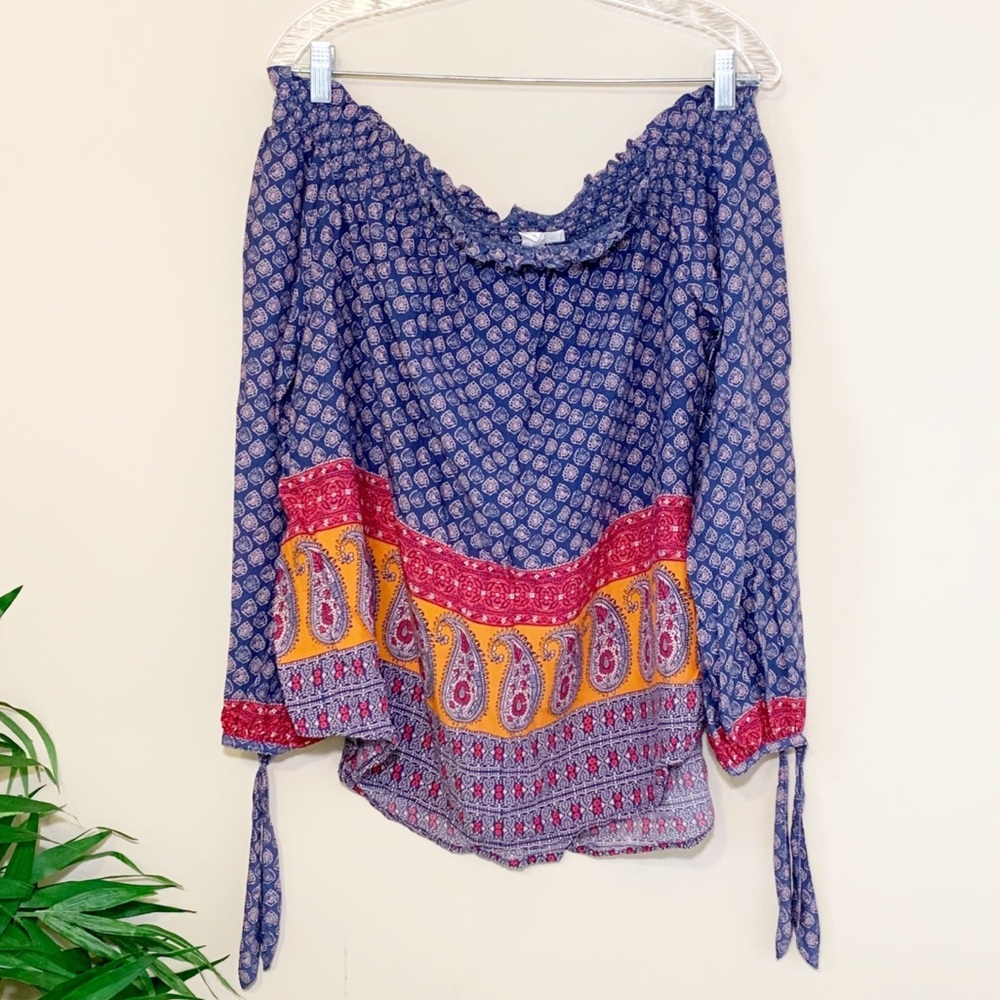 Beach Lunch Lounge Boho Kate Floral Blouse Sz L